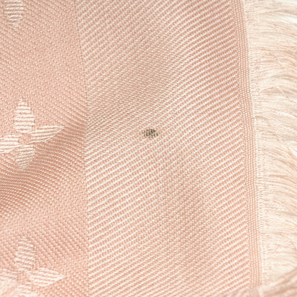Louis Vuitton Silk Wool Monogram Denim Shawl Pink 4 of 6