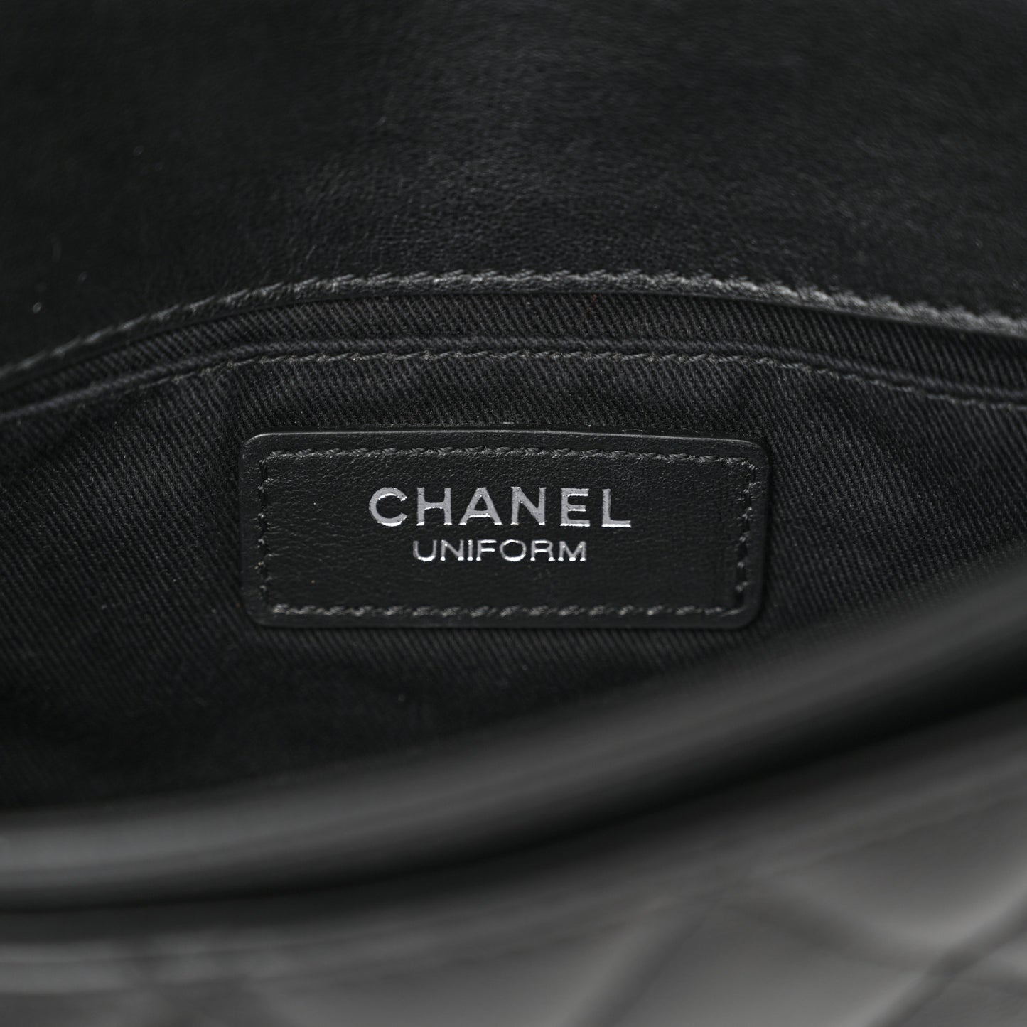 Calfskin Quilted CC Uniform Flap Belt Bag Black