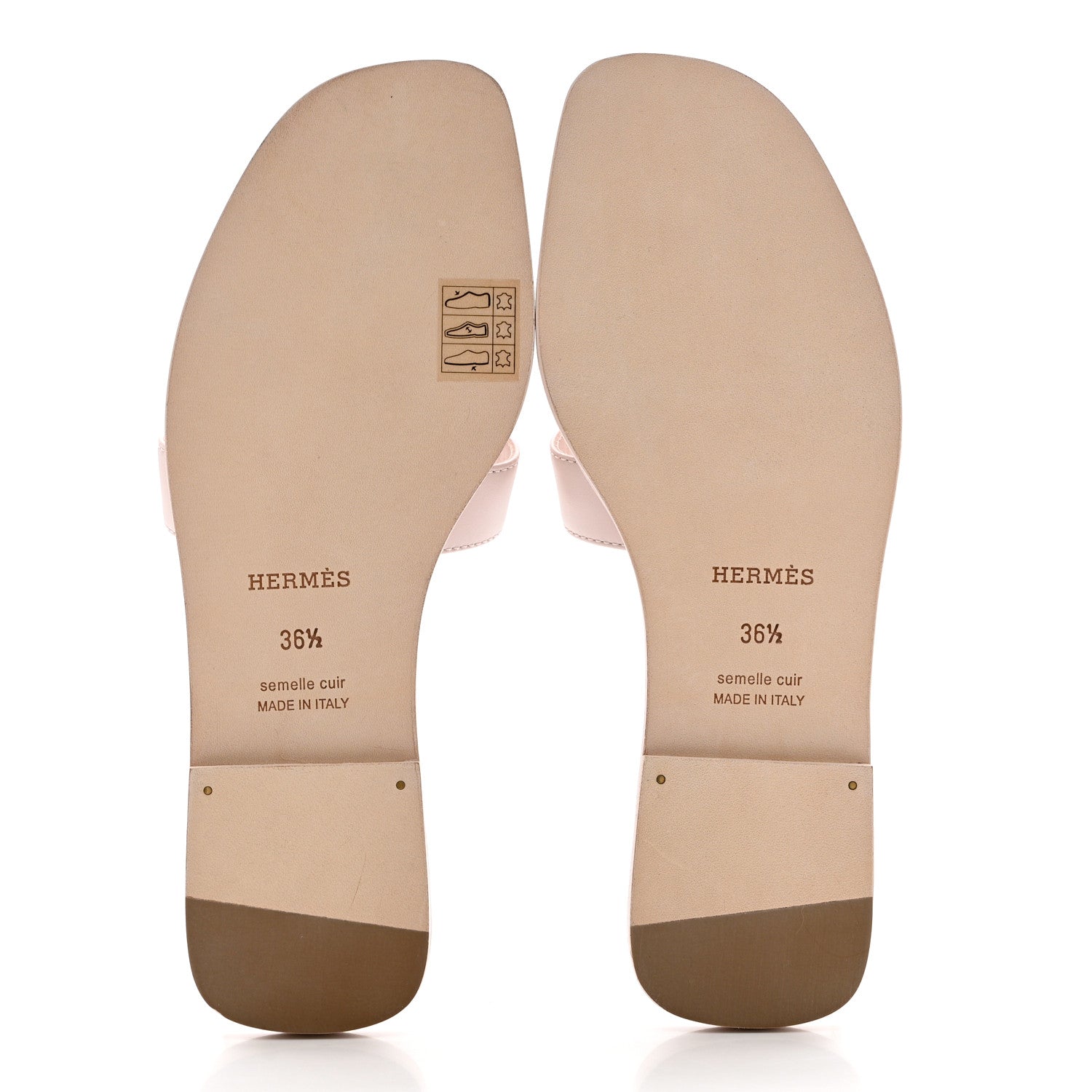 Hermes Box Calfskin Oran Sandals 36.5 Rose Pale 5 of 7