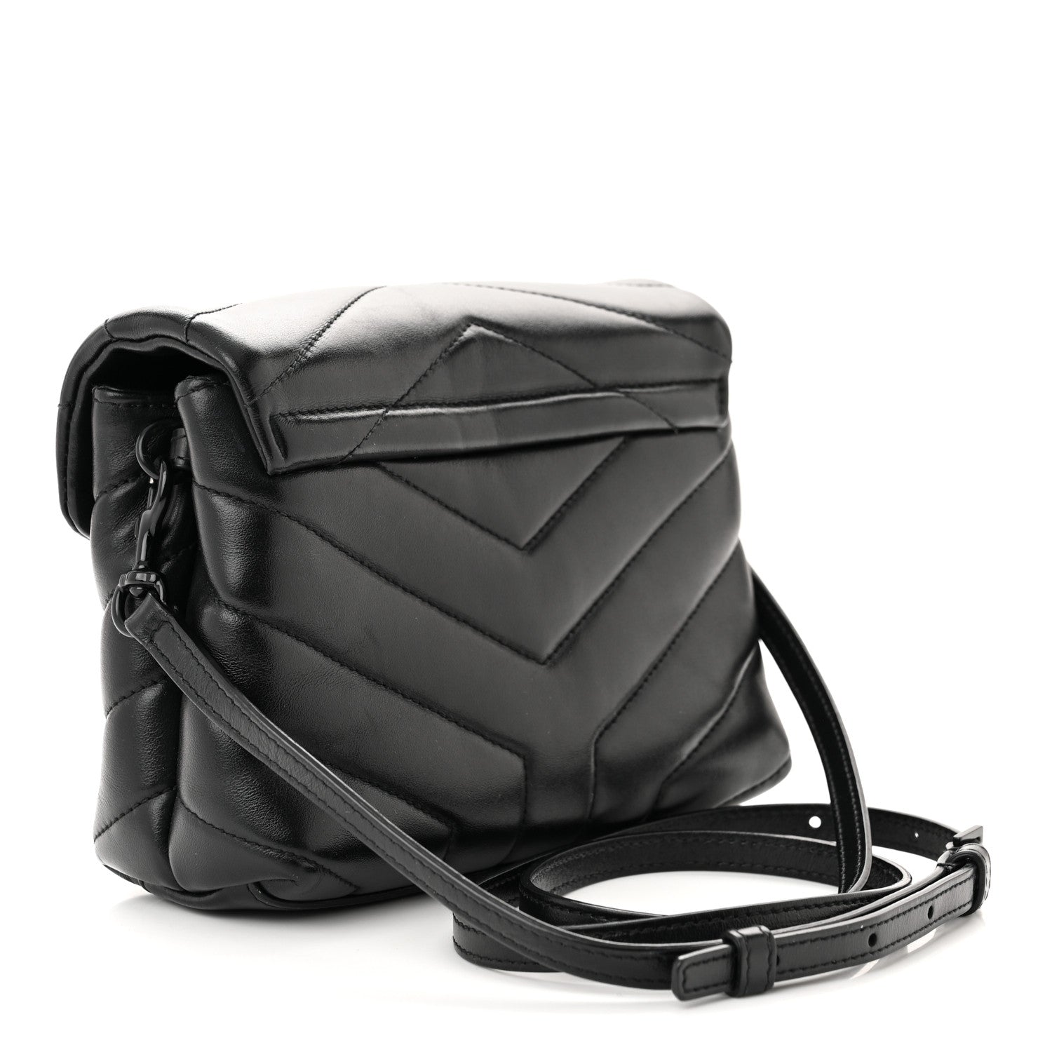 Saint Laurent Calfskin Y Quilted Monogram Monochrome Toy Loulou Crossbody Bag Black 3 of 10