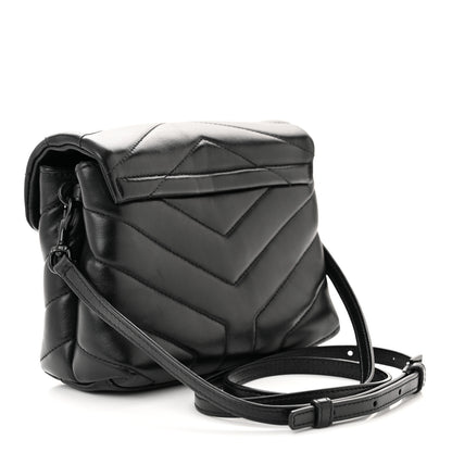 Saint Laurent Calfskin Y Quilted Monogram Monochrome Toy Loulou Crossbody Bag Black 3 of 10