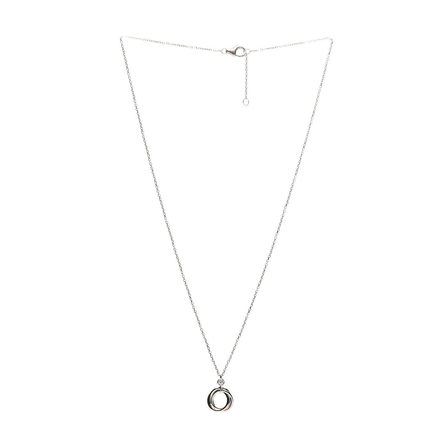 18K Pink Yellow White Gold Diamond Trinity Pendant Necklace