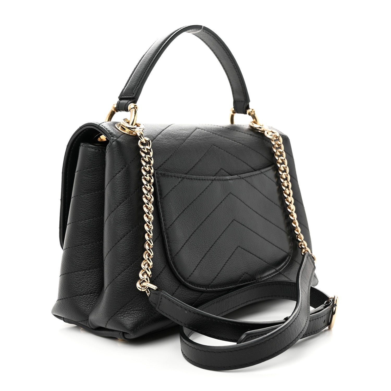 Chanel Grained Calfskin Small Chevron Chic Top Handle Flap Black 3 of 10