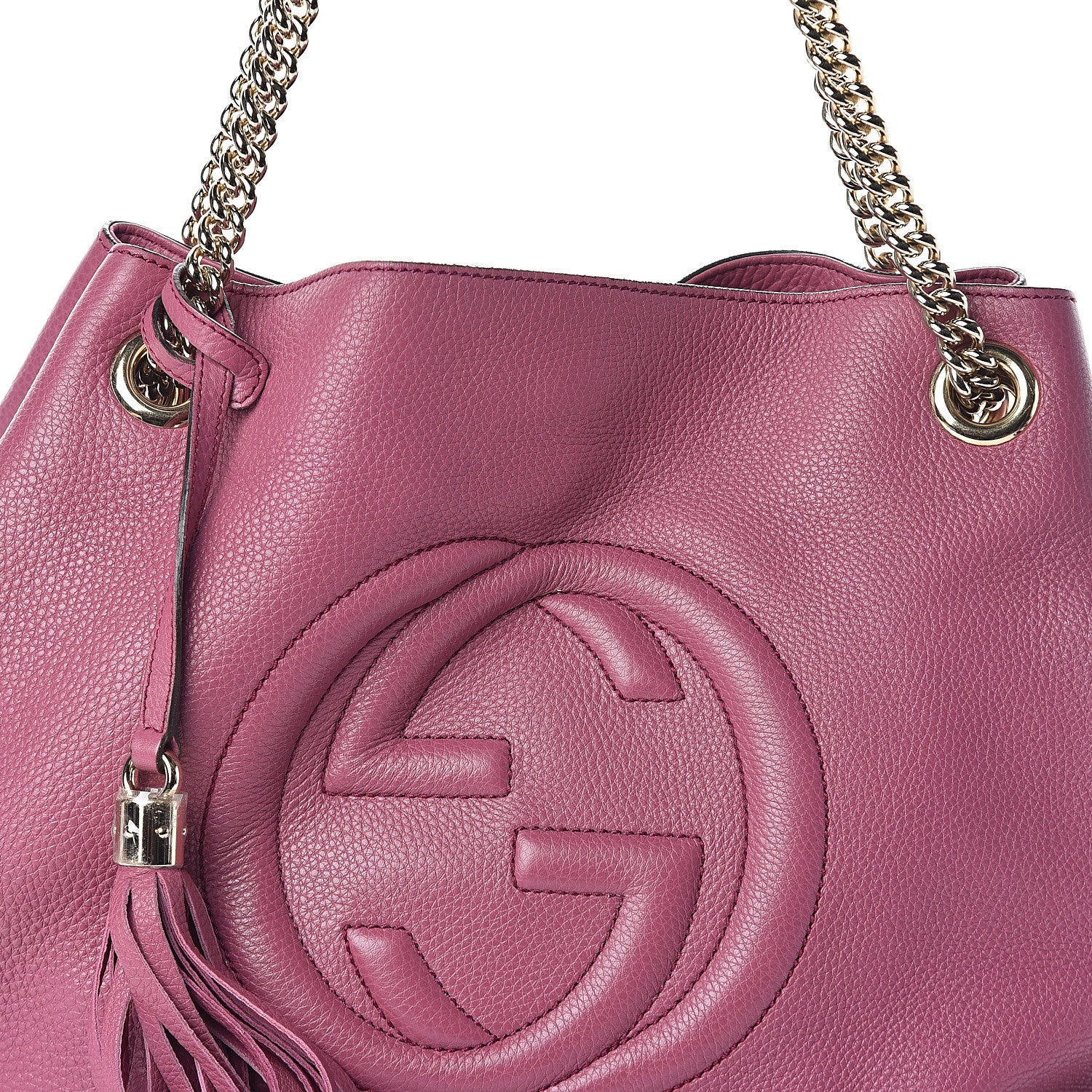 Gucci Pebbled Calfskin Medium Soho Chain Shoulder Bag Peonia Flower 6 of 8