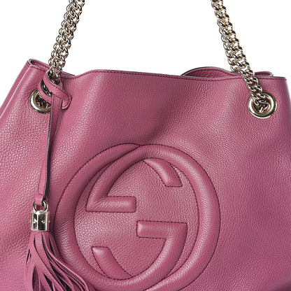 Gucci Pebbled Calfskin Medium Soho Chain Shoulder Bag Peonia Flower 6 of 8