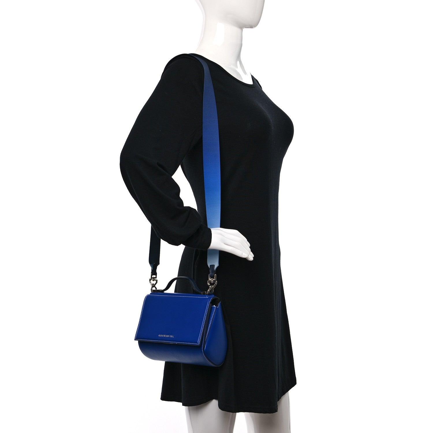 Givenchy Calfskin Mini Pandora Box Logo Strap Crossbody Bag Moroccan Blue 2 of 9