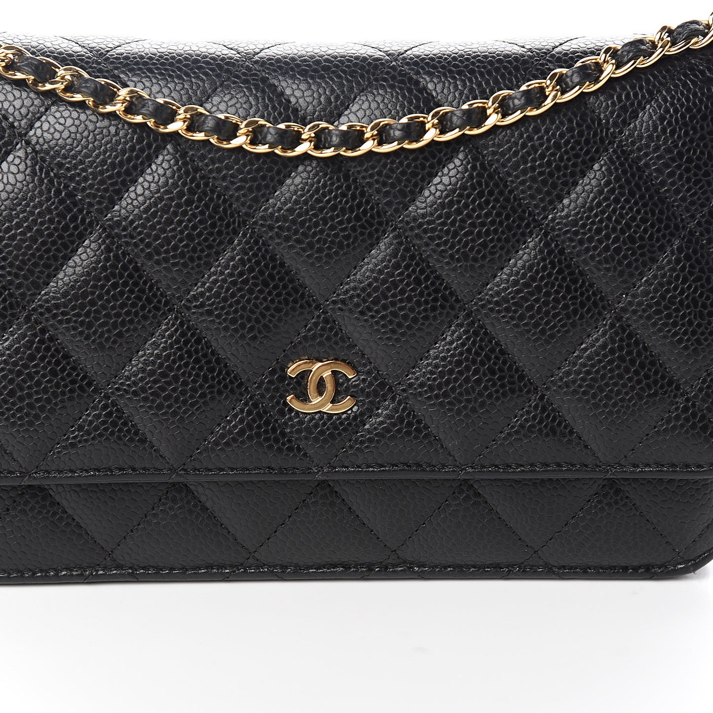 Caviar Quilted Wallet On Chain WOC Black