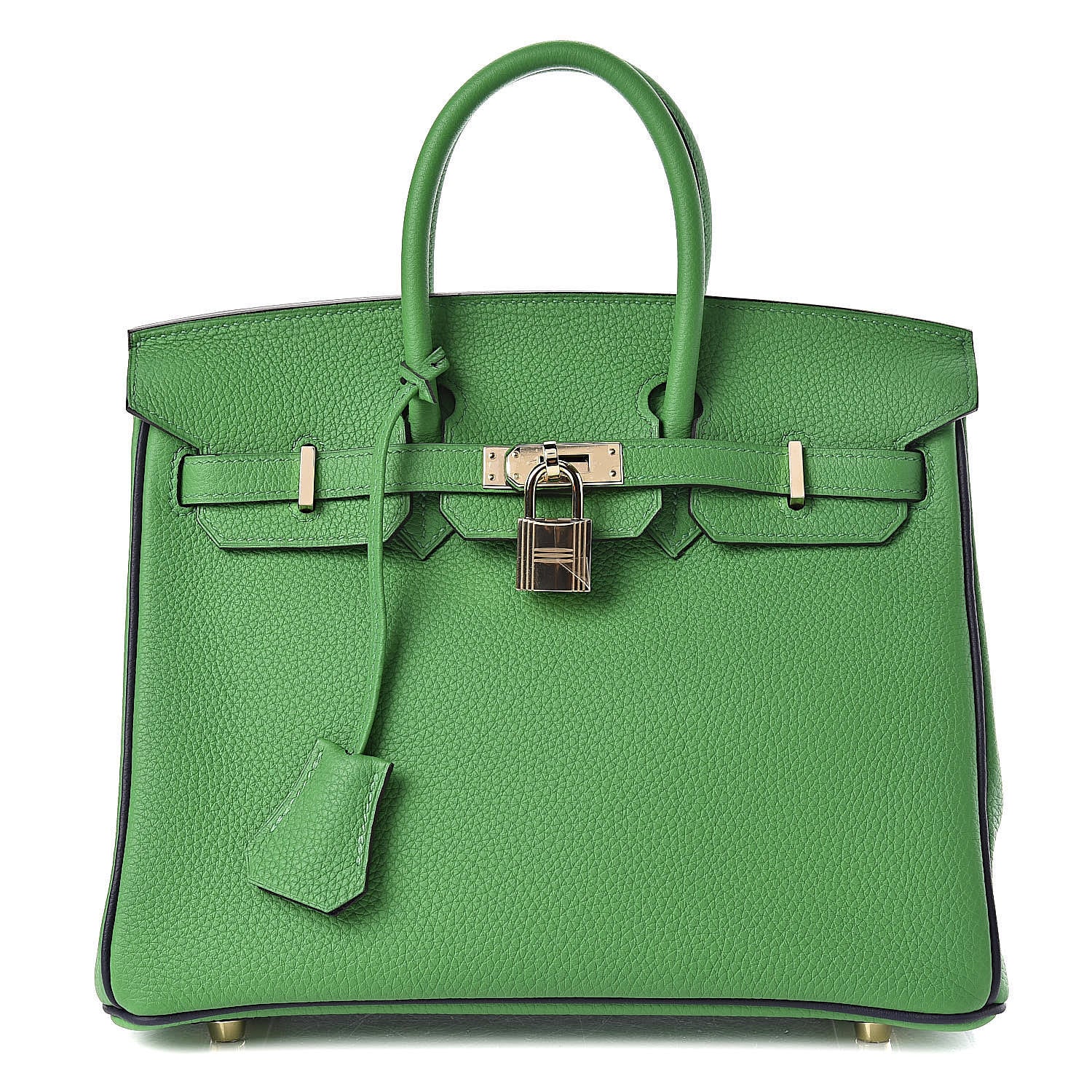 Hermes Togo Bi Color Horseshoe Birkin 25 Bambou Bleu Nuit 1 of 37