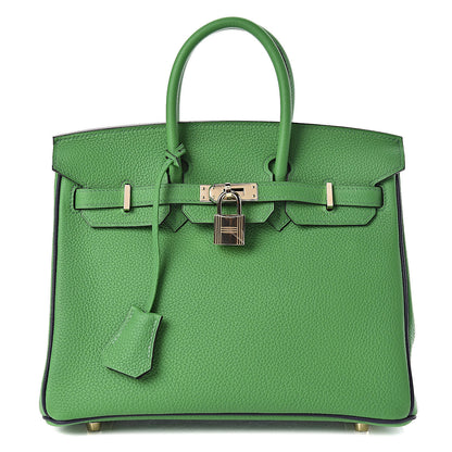 Hermes Togo Bi Color Horseshoe Birkin 25 Bambou Bleu Nuit 1 of 37