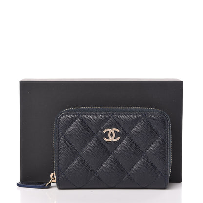Chanel Caviar Quilted Zip Coin Purse Navy Blue 8 of 8