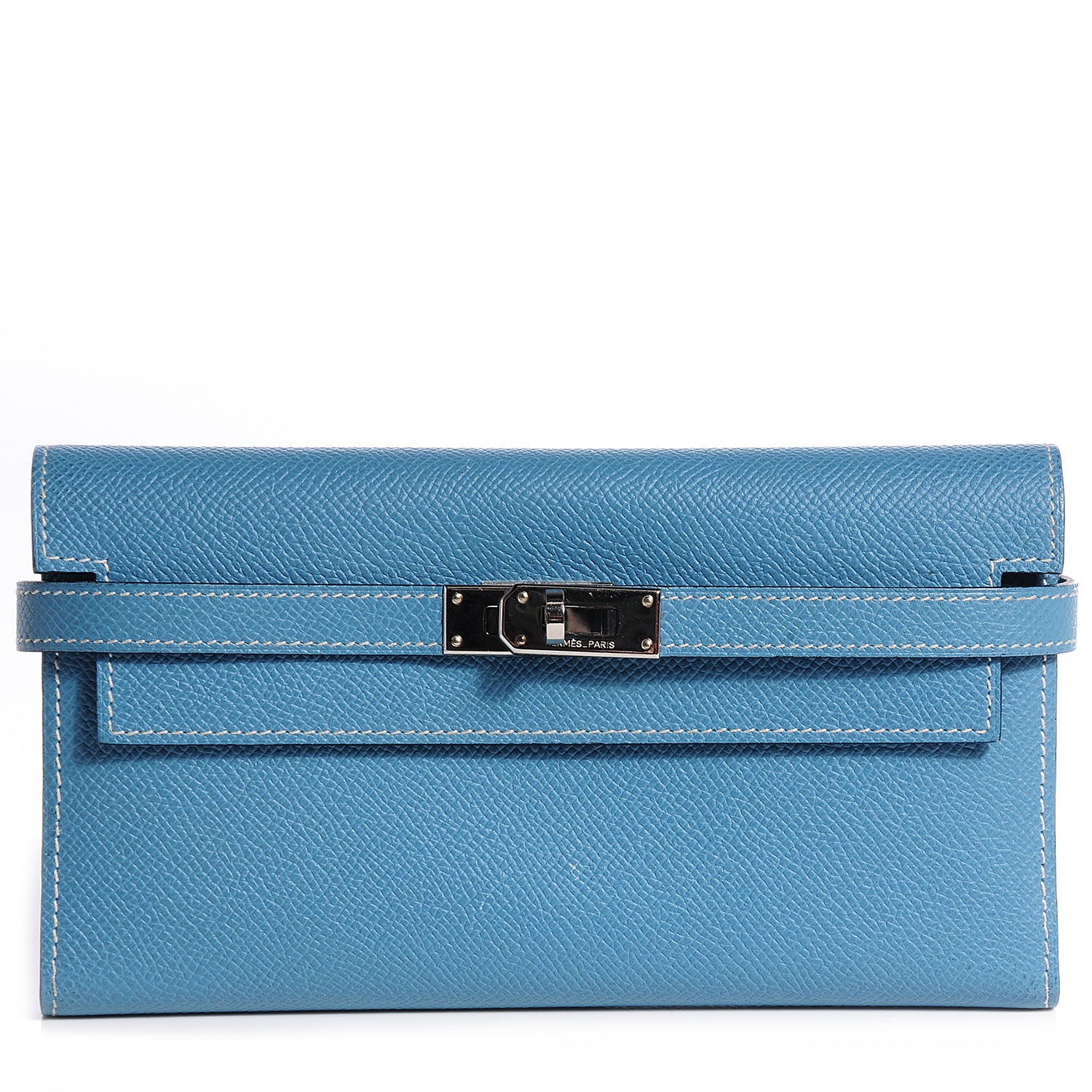 Hermes Epsom Kelly Tri-Fold Wallet Blue Jean 1 of 9