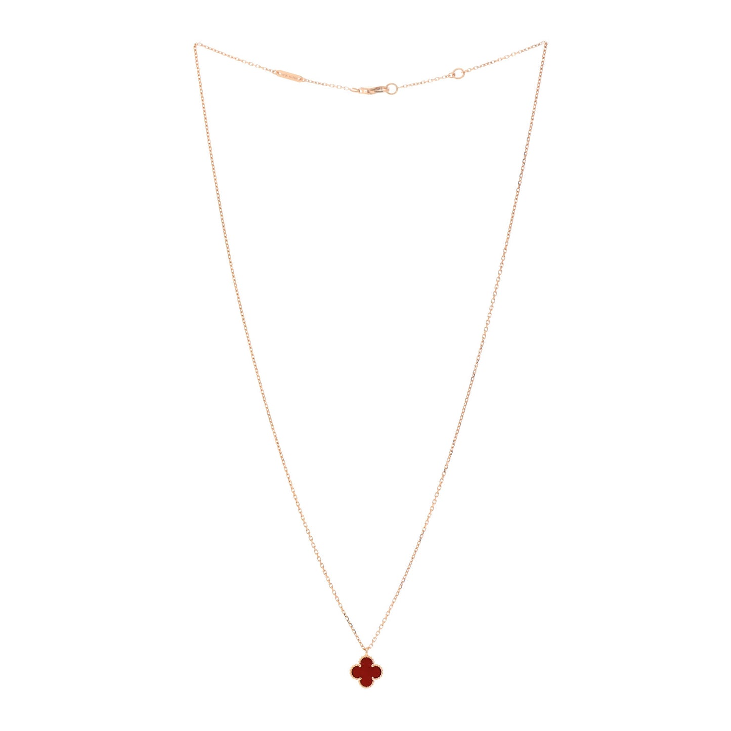 18K Rose Gold Carnelian Sweet Alhambra Pendant Necklace