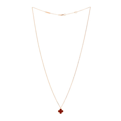 Van Cleef & Arpels 18K Rose Gold Carnelian Sweet Alhambra Pendant Necklace 3 of 7
