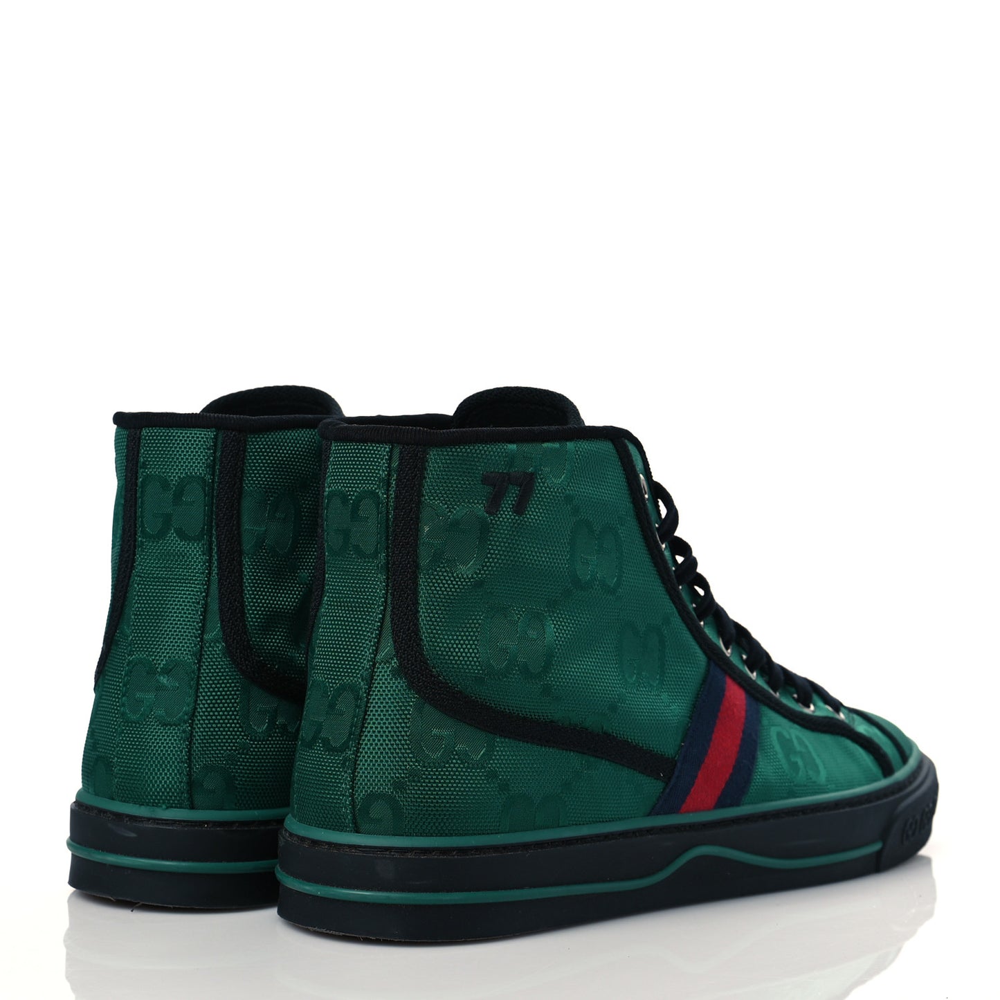 Econyl Nylon Web Monogram Off The Grid Mens 1977 Tennis High Top Sneakers 10.5 Scrabble Green Black