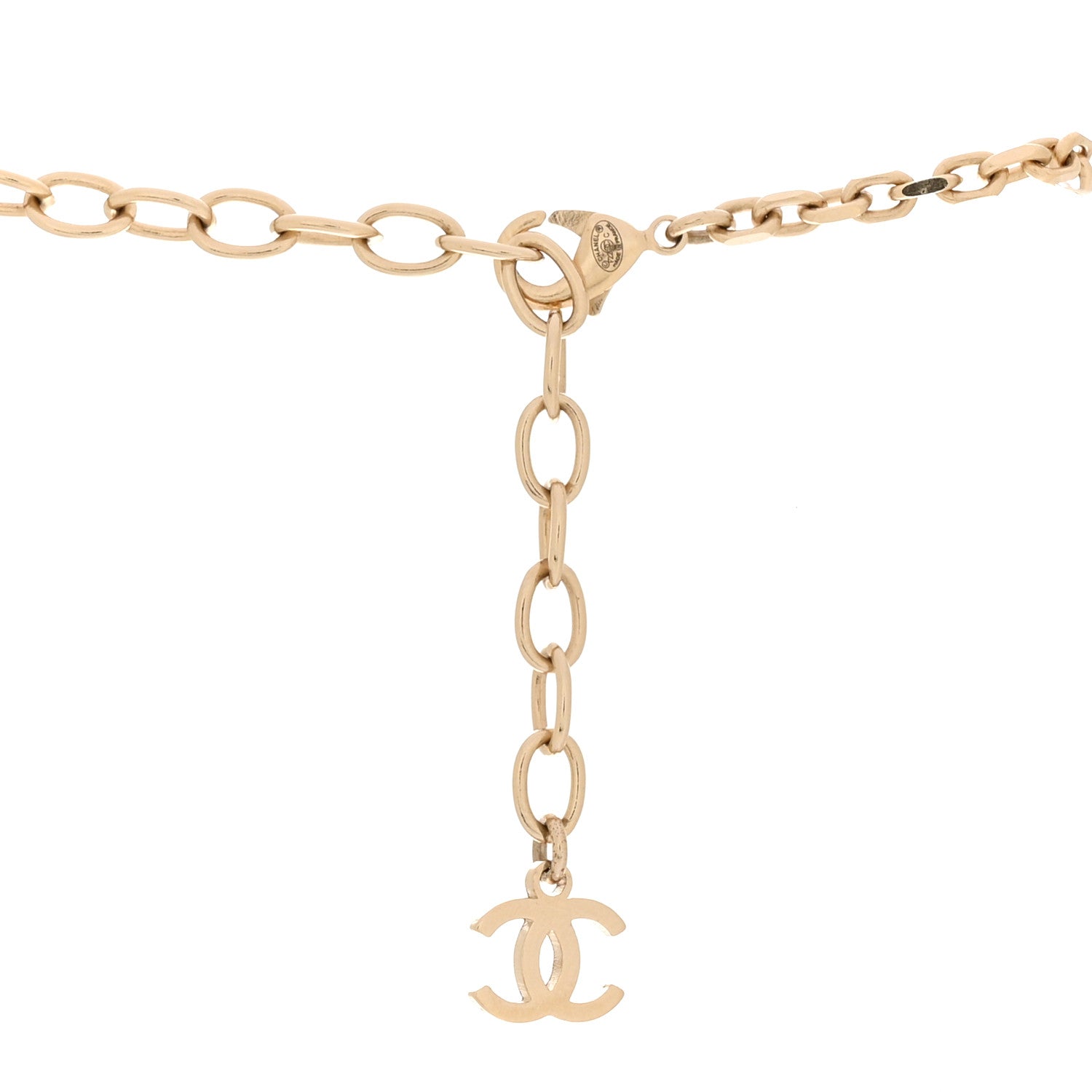 Chanel Crystal Textured CC Necklace Gold 5 of 6