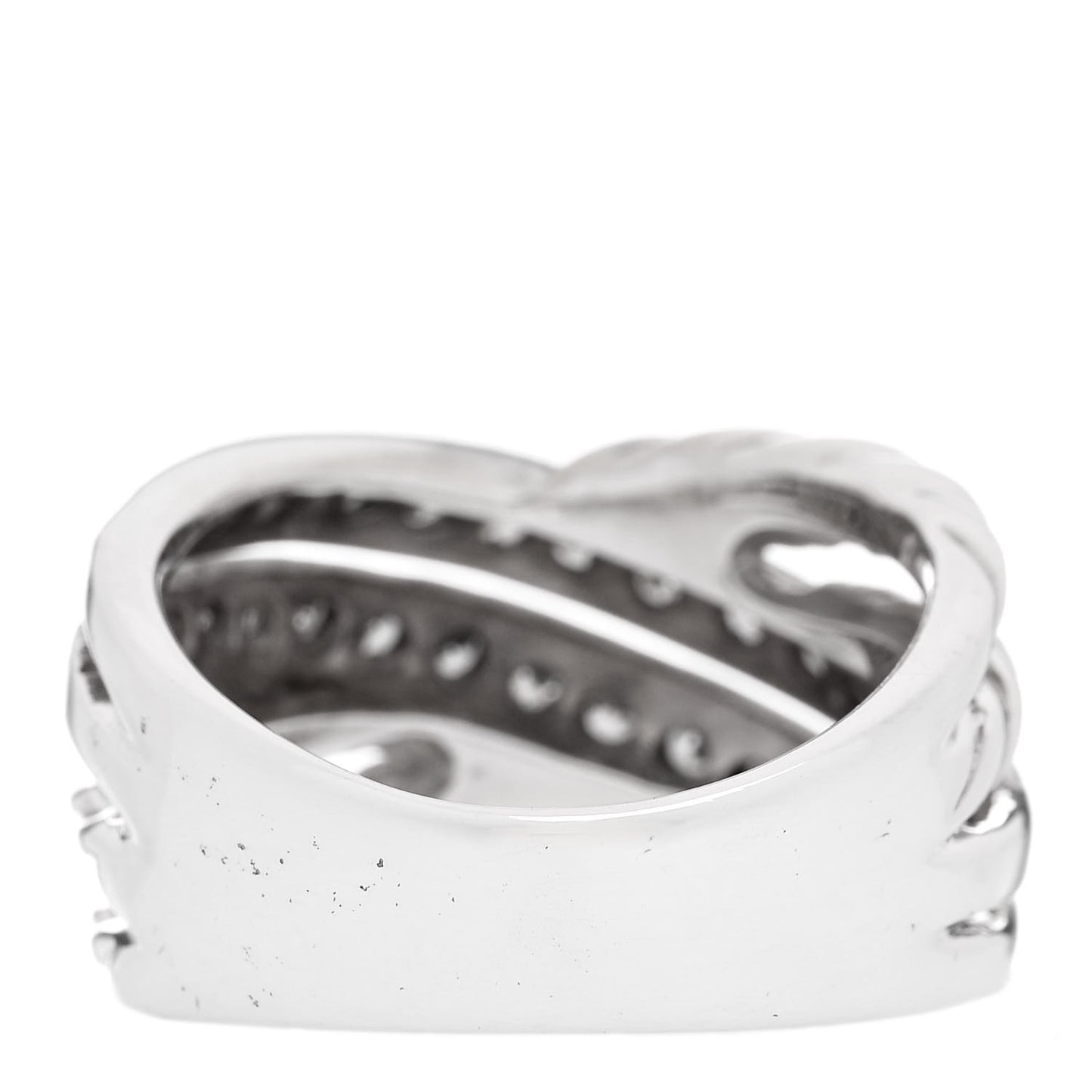 Sterling Silver Pave Diamond 11mm Crossover Cable Ring 52 6