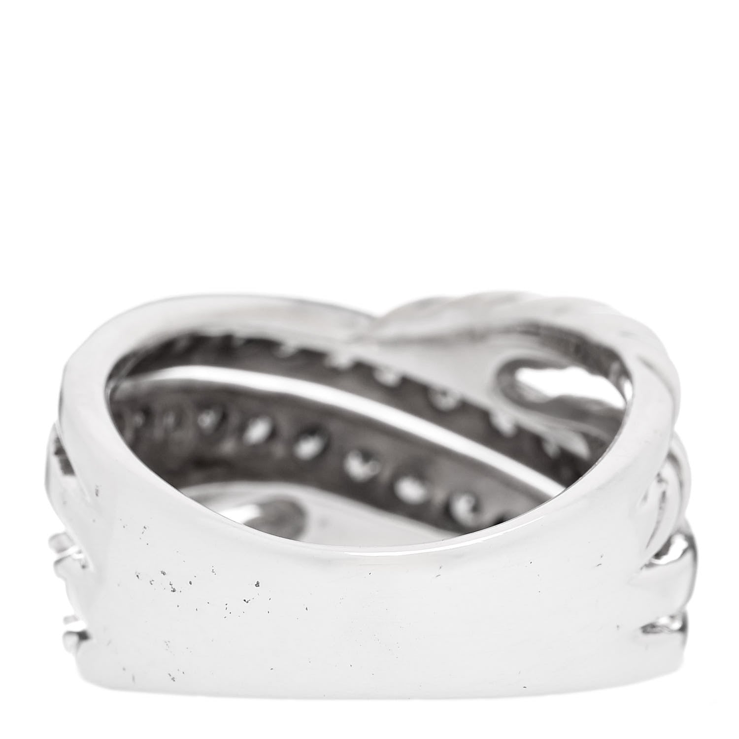 David Yurman Sterling Silver Pave Diamond 11mm Crossover Cable Ring 52 6 3 of 4