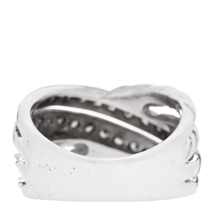 David Yurman Sterling Silver Pave Diamond 11mm Crossover Cable Ring 52 6 3 of 4