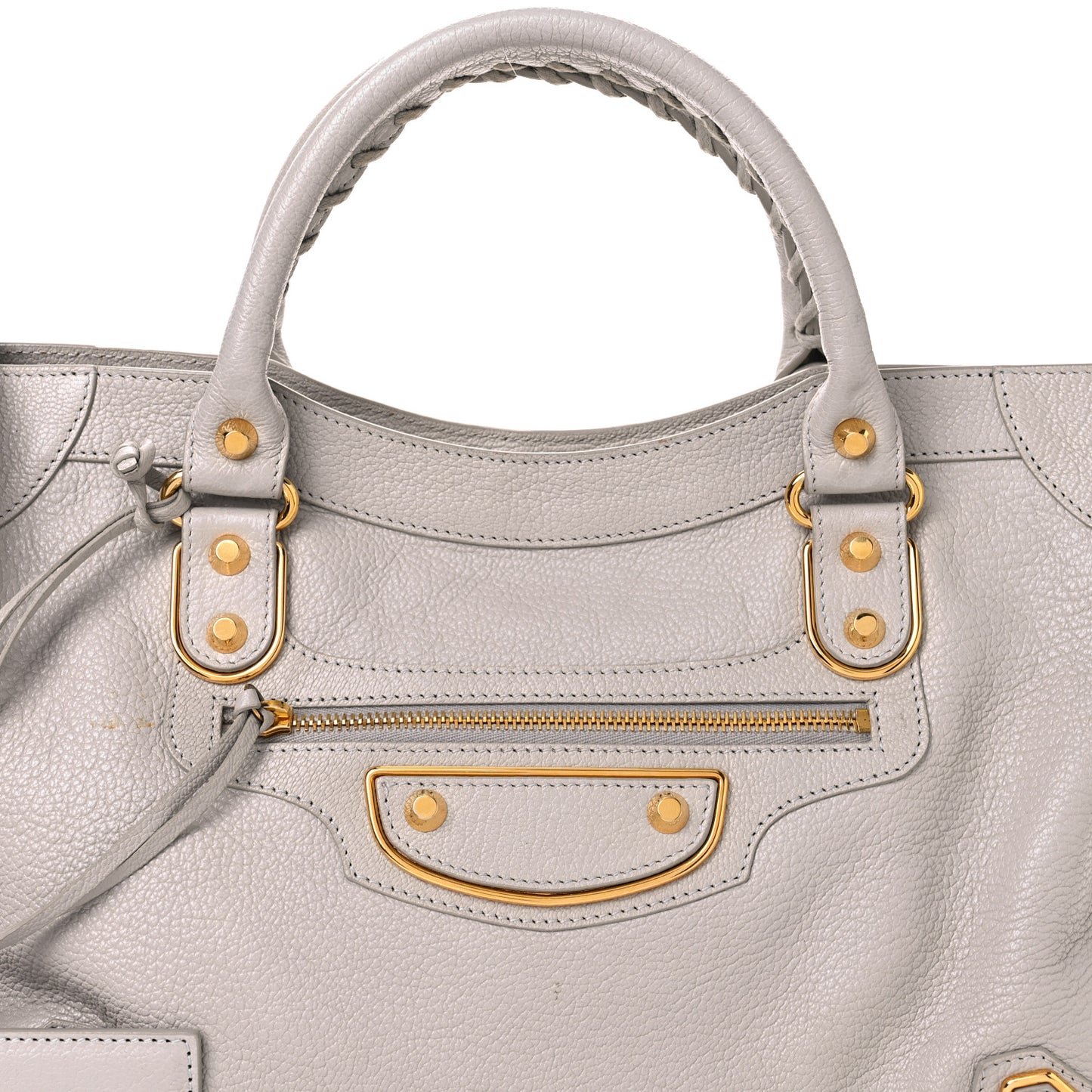 Chevre Gold Metallic Edge Hardware City Gris Clair Gris Perle