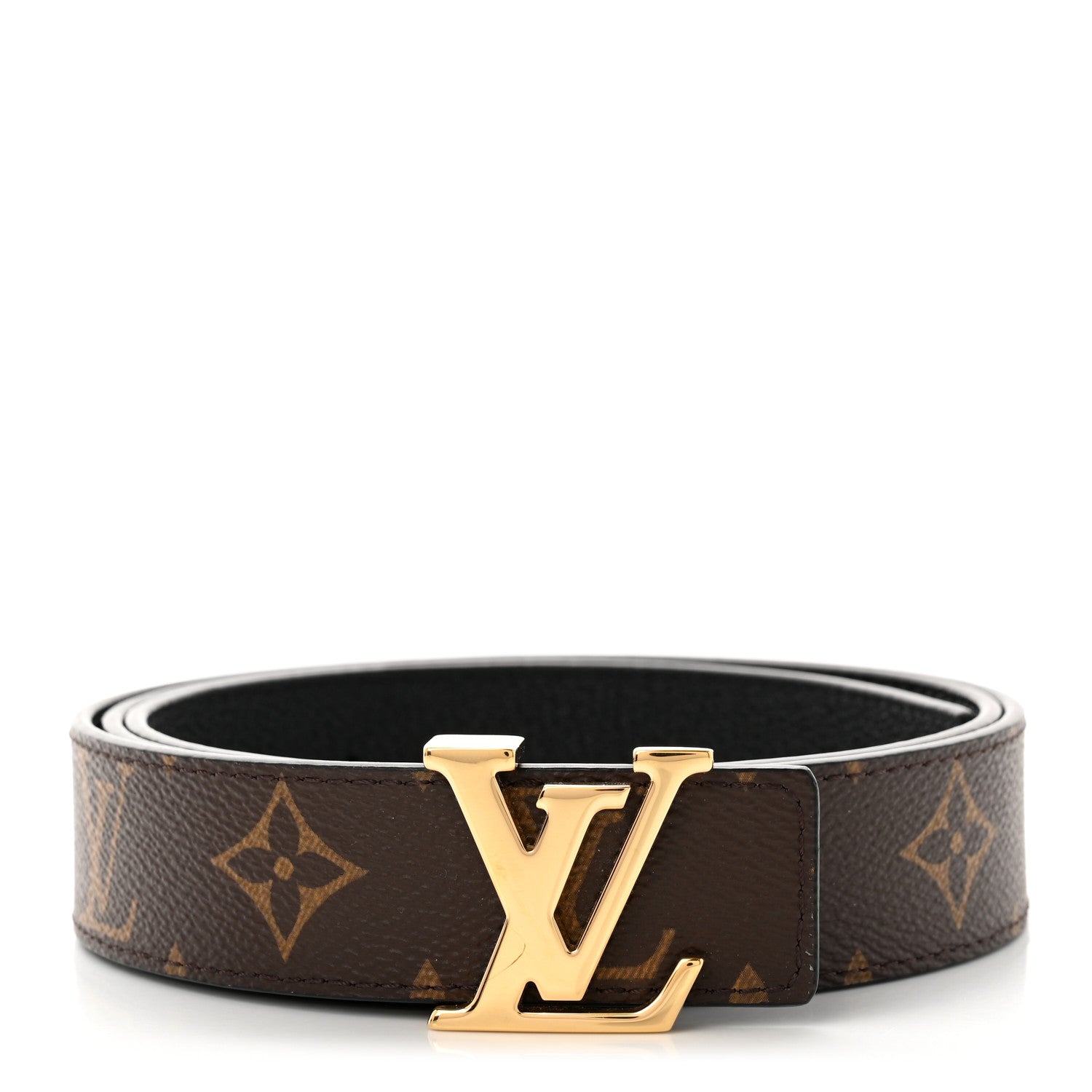 Louis Vuitton Calfskin Monogram 30mm LV Initiales Reversible Belt 95 38 Black 1 of 7