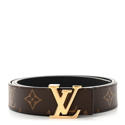 Louis Vuitton Calfskin Monogram 30mm LV Initiales Reversible Belt 95 38 Black 1 of 7