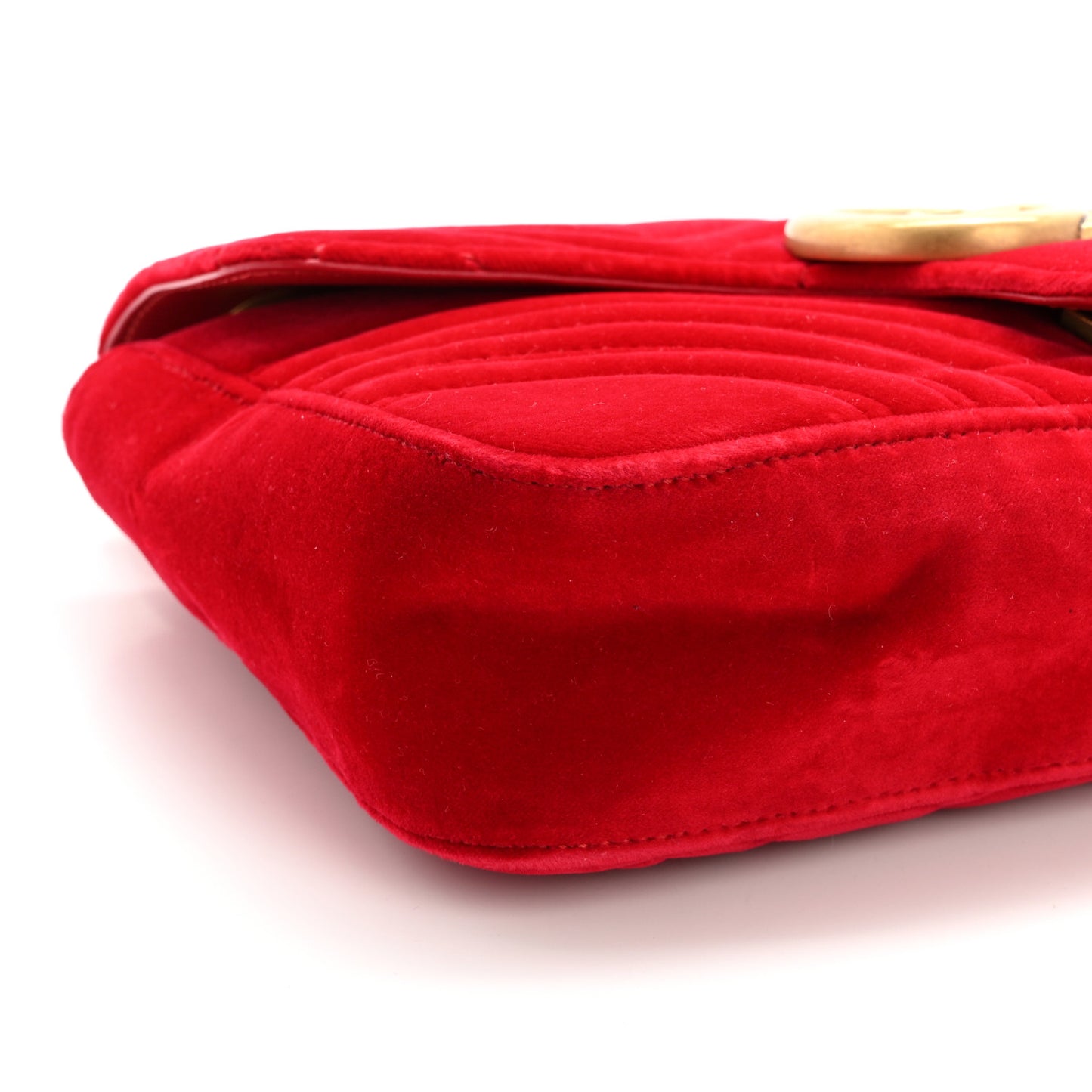 Velvet Matelasse Medium GG Marmont Shoulder Bag Hibiscus Red