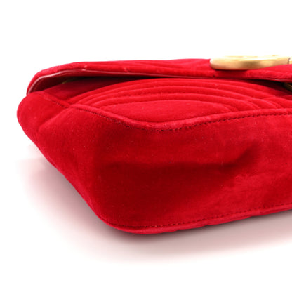 Gucci Velvet Matelasse Medium GG Marmont Shoulder Bag Hibiscus Red 9 of 14