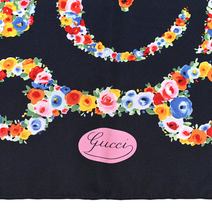 Gucci Silk Floral Scarf Navy Multicolor 2 of 4