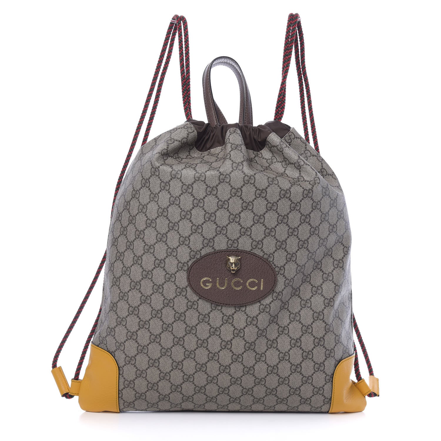 Gucci GG Supreme Monogram Neo Vintage Drawstring Backpack Beige New Acero Crop 1 of 9
