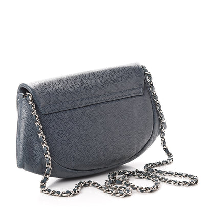 Chanel Caviar Half Moon Wallet On Chain WOC Blue 2 of 9