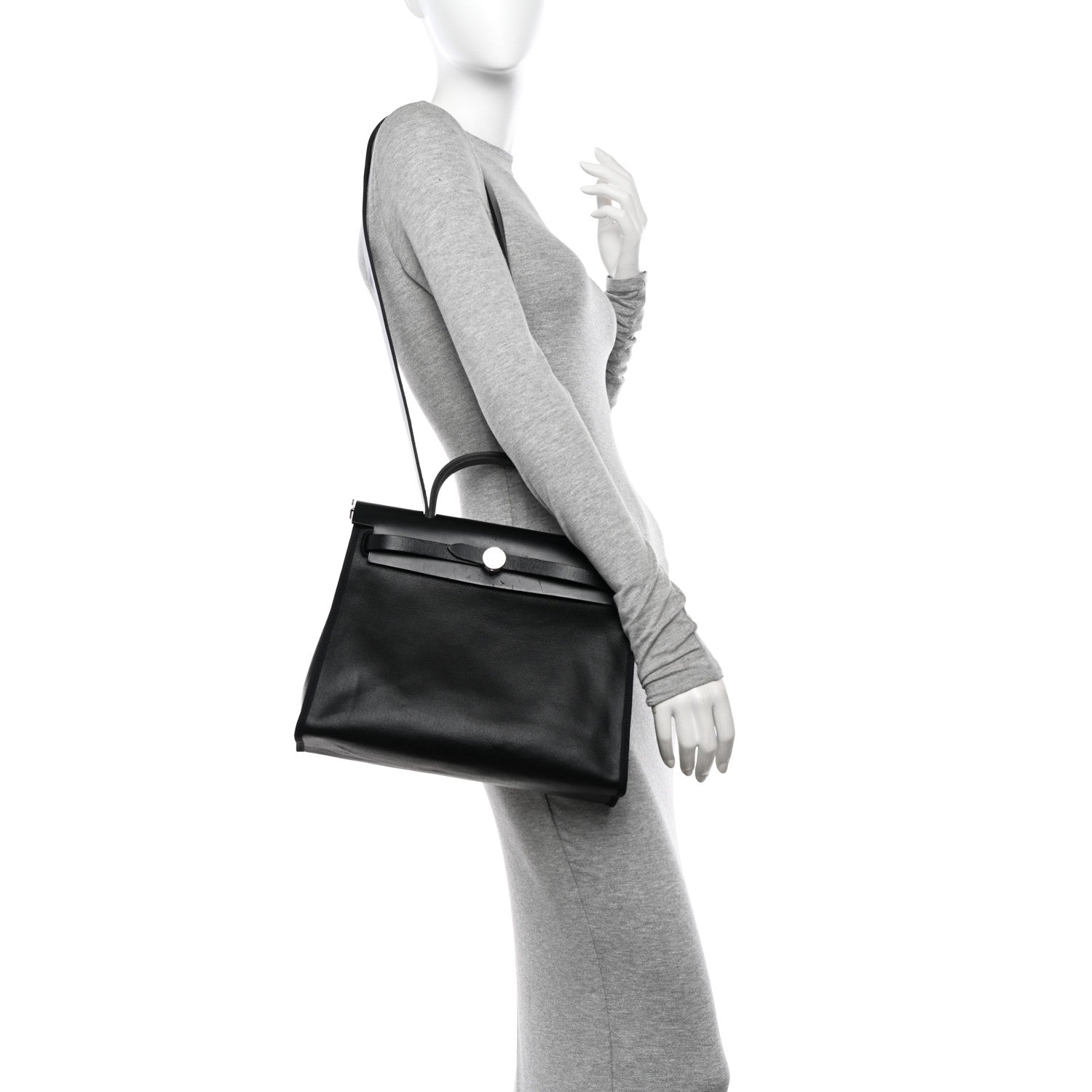 Hermes Toile H Berline Vache Hunter Herbag Zip PM 31 Black Ecru 2 of 16