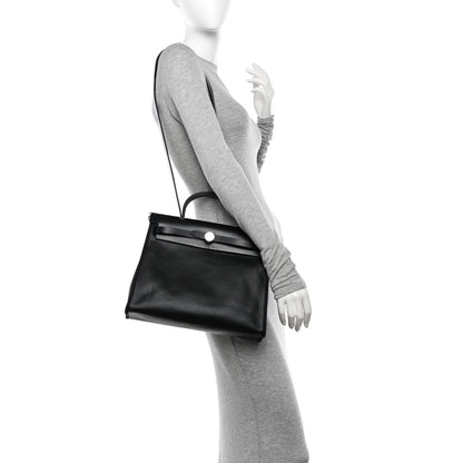 Hermes Toile H Berline Vache Hunter Herbag Zip PM 31 Black Ecru 2 of 16