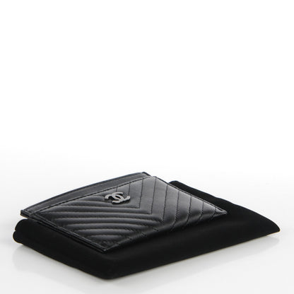 Chanel Lambskin Chevron Card Holder Black 4 of 8