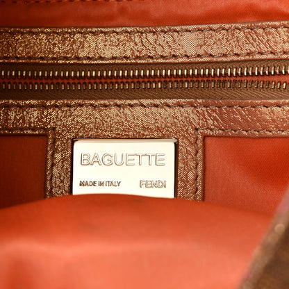 Fendi Metallic Lurex Zucca Vitello Baguette Arancio 6 of 9