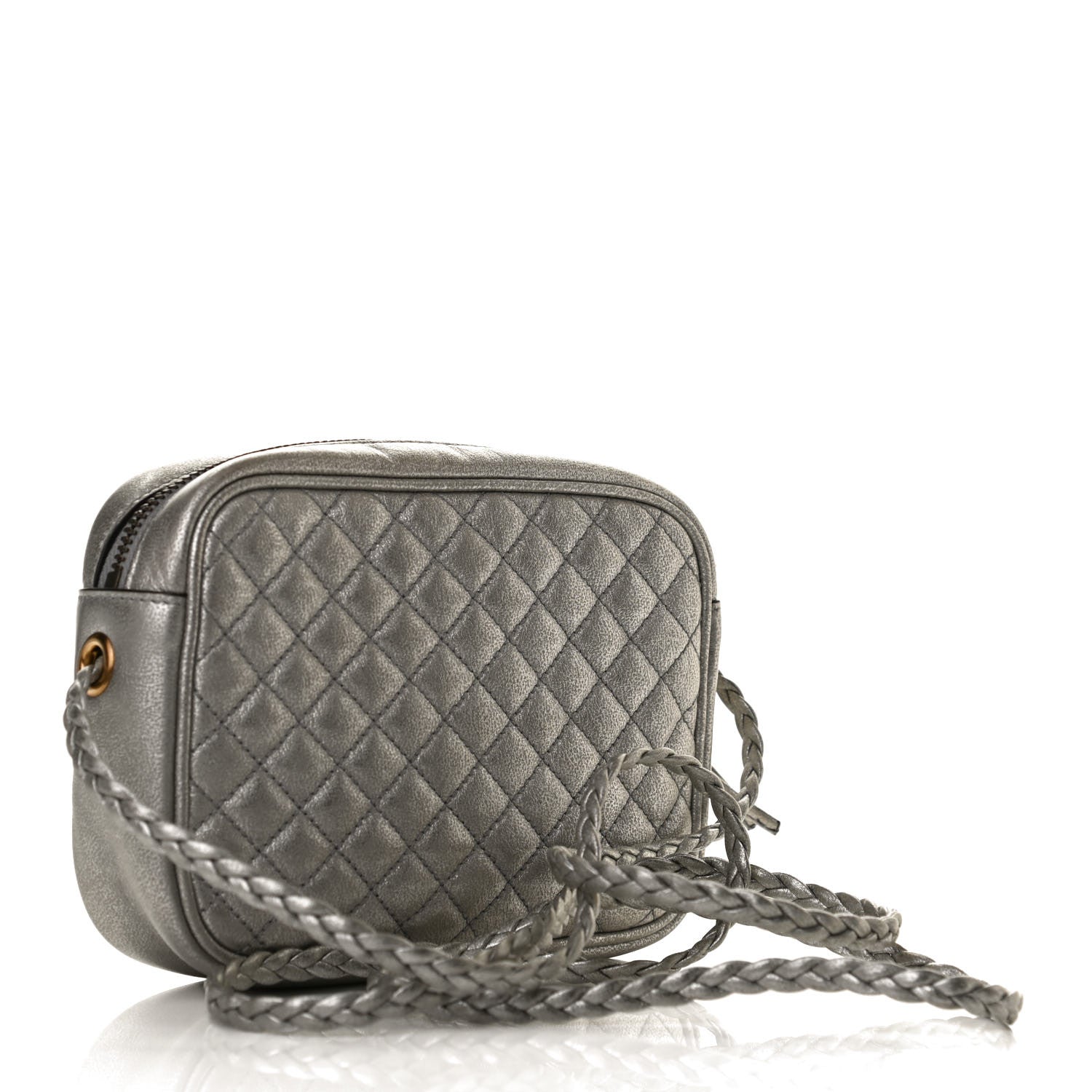 Gucci Laminated Nappa Web Trapuntata Mini GG Shoulder Bag Argento 3 of 12