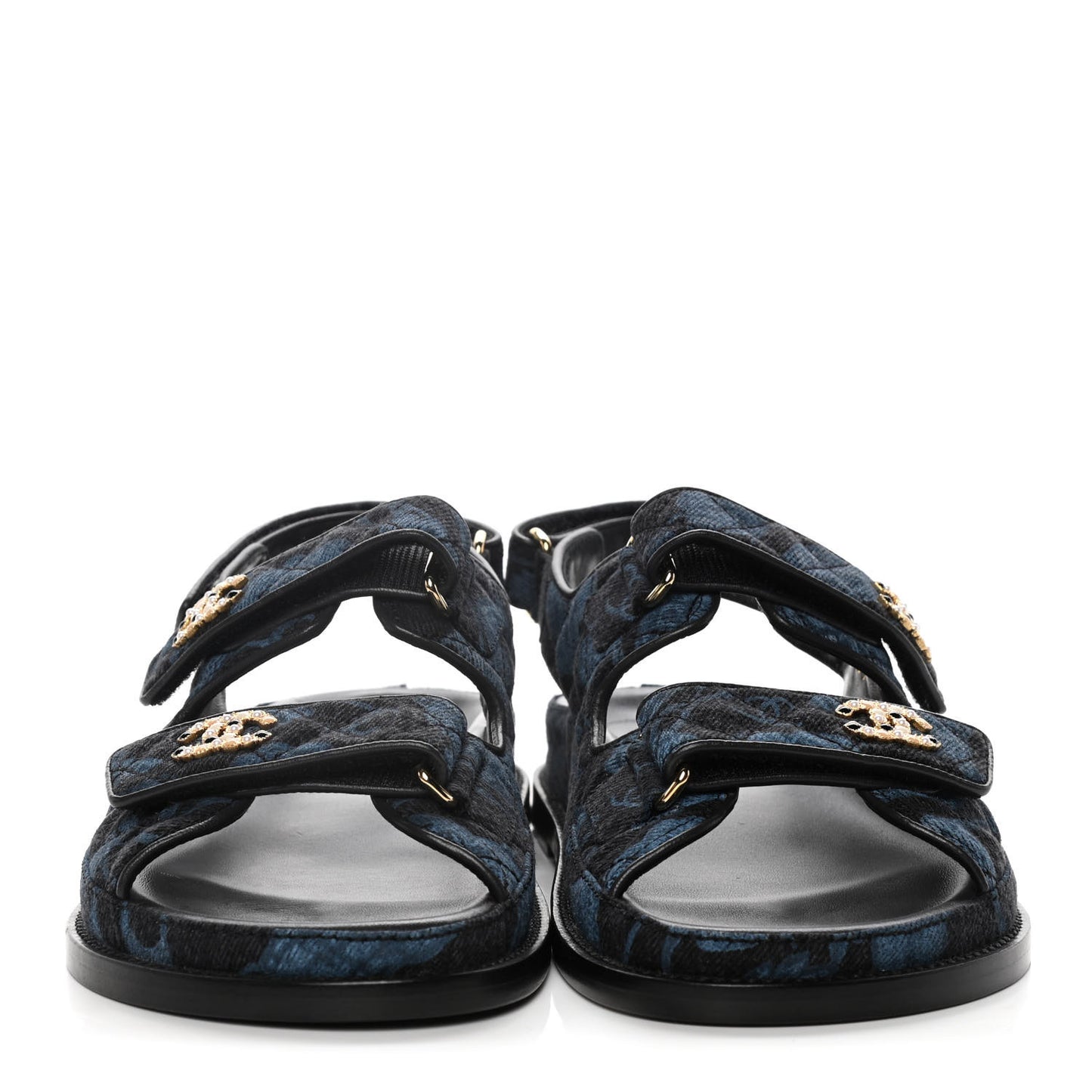 Denim Velcro Dad Sandals 39 Dark Grey Blue Black