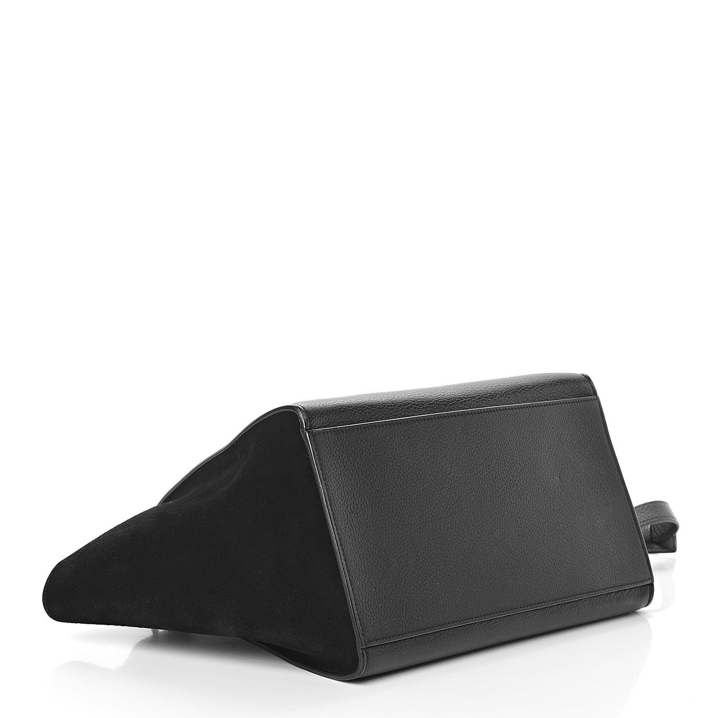 Drummed Calfskin Suede Small Trapeze Black