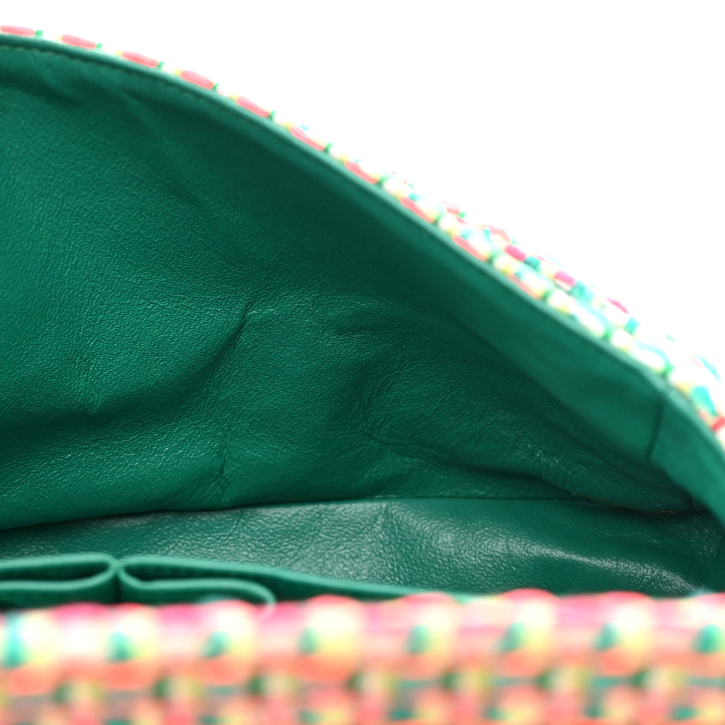 Tweed Quilted Medium Double Flap Multicolor Green