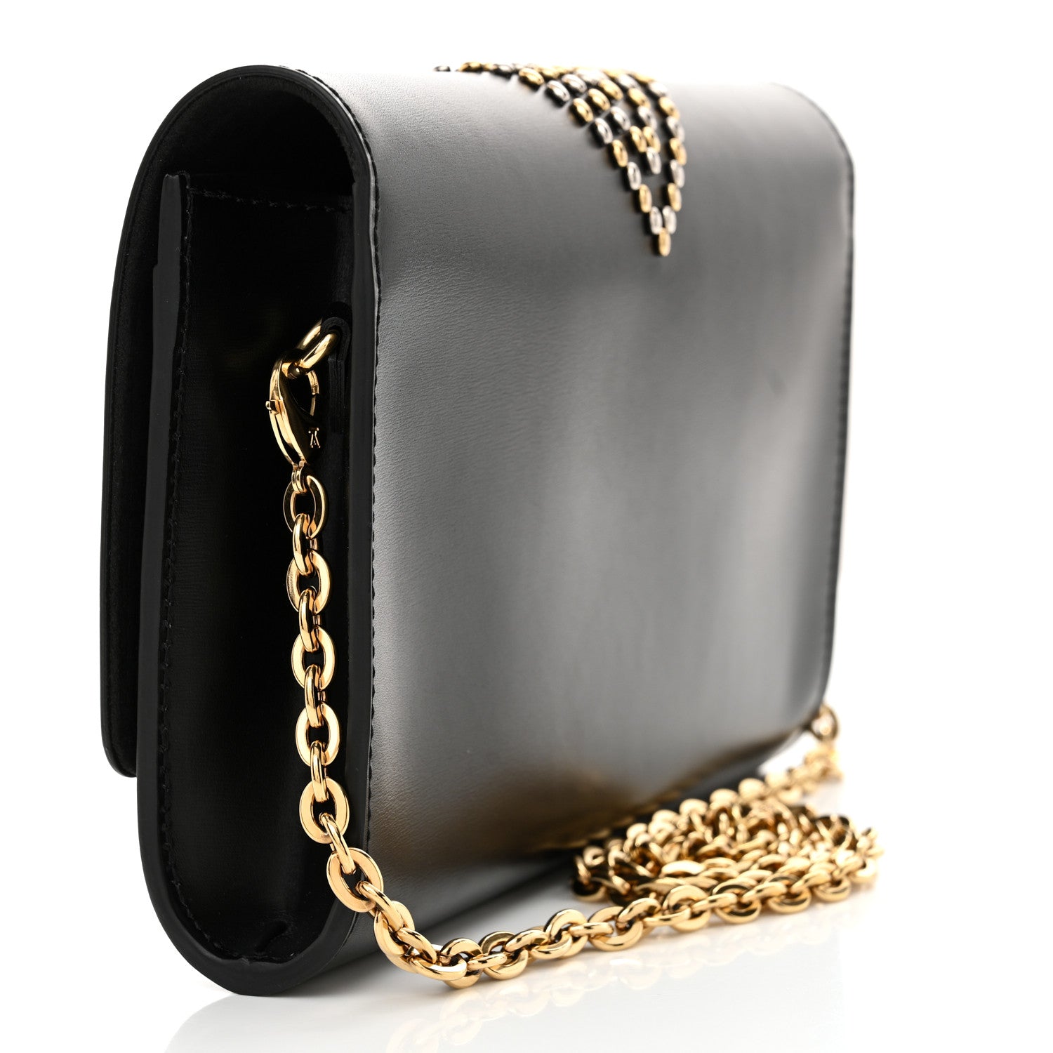 Louis Vuitton Calfskin Fleur De Lys Pochette Chain Louise Black 3 of 12