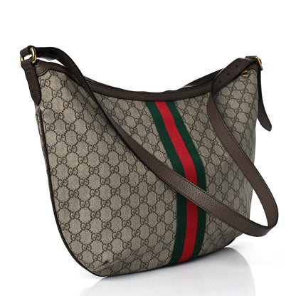 Gucci GG Supreme Monogram Web Ophidia Half Moon Hobo Brown 3 of 10