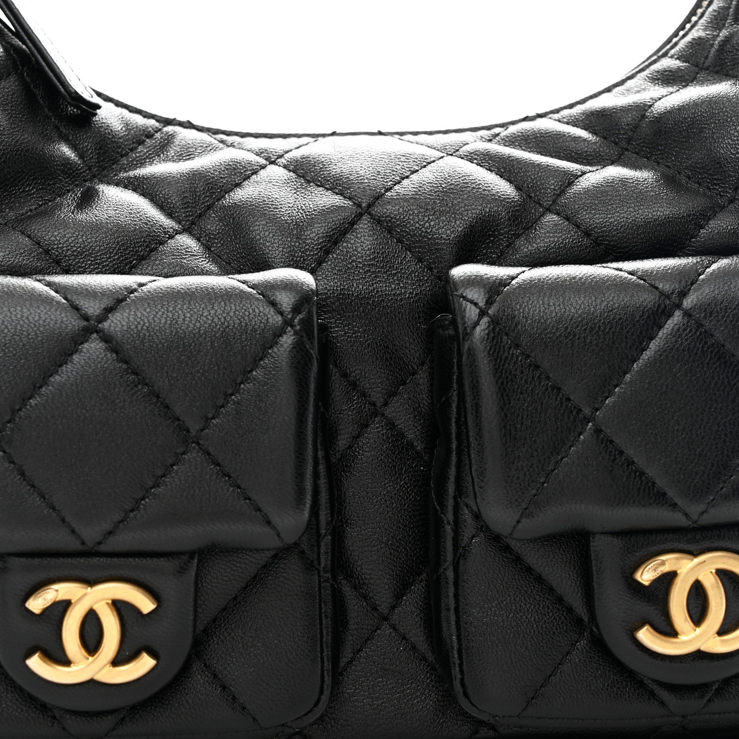 Chanel Shiny Lambskin Quilted Trendy Pockets Hobo Black 8 of 11