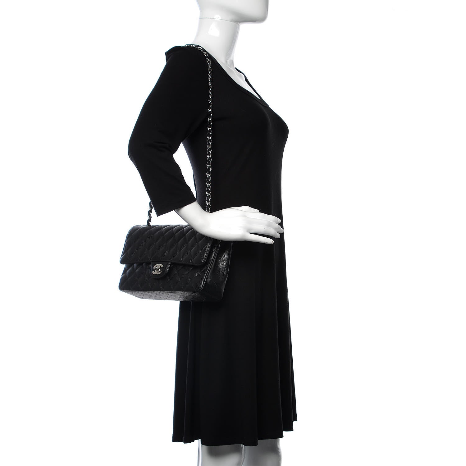 Chanel Caviar Quilted Medium Double Flap Black 2 of 9
