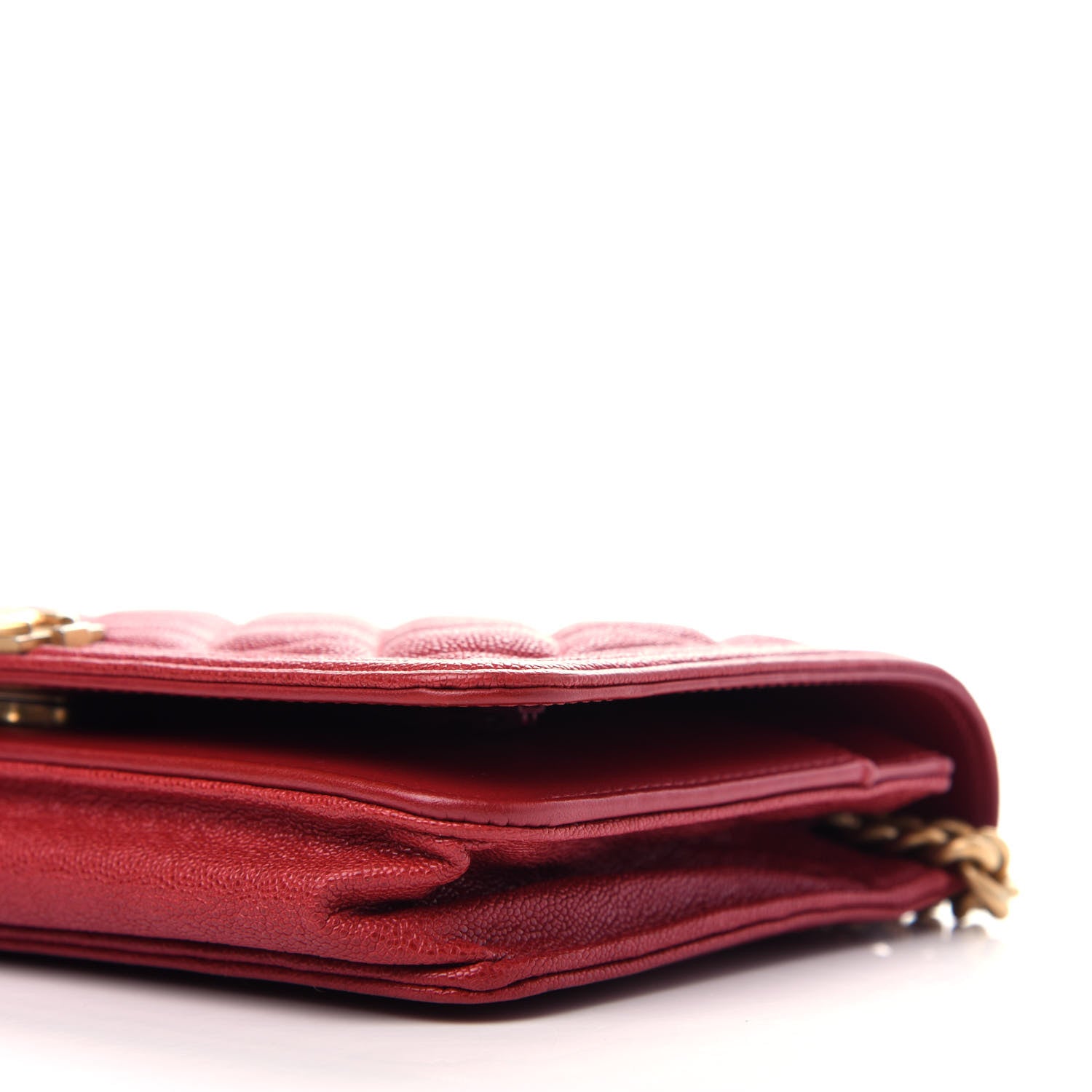 Chanel Caviar Quilted Boy Wallet On Chain WOC Red 9 of 11