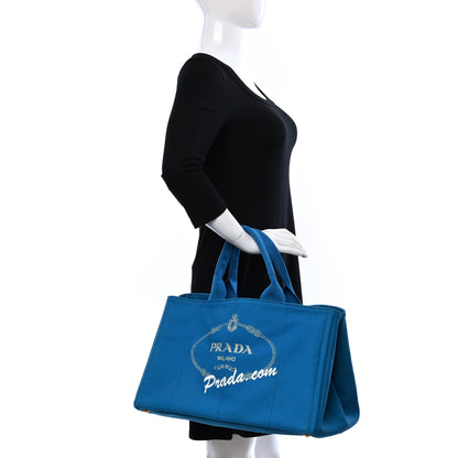 Prada Canapa Large Logo Tote Azzurro 3 of 10