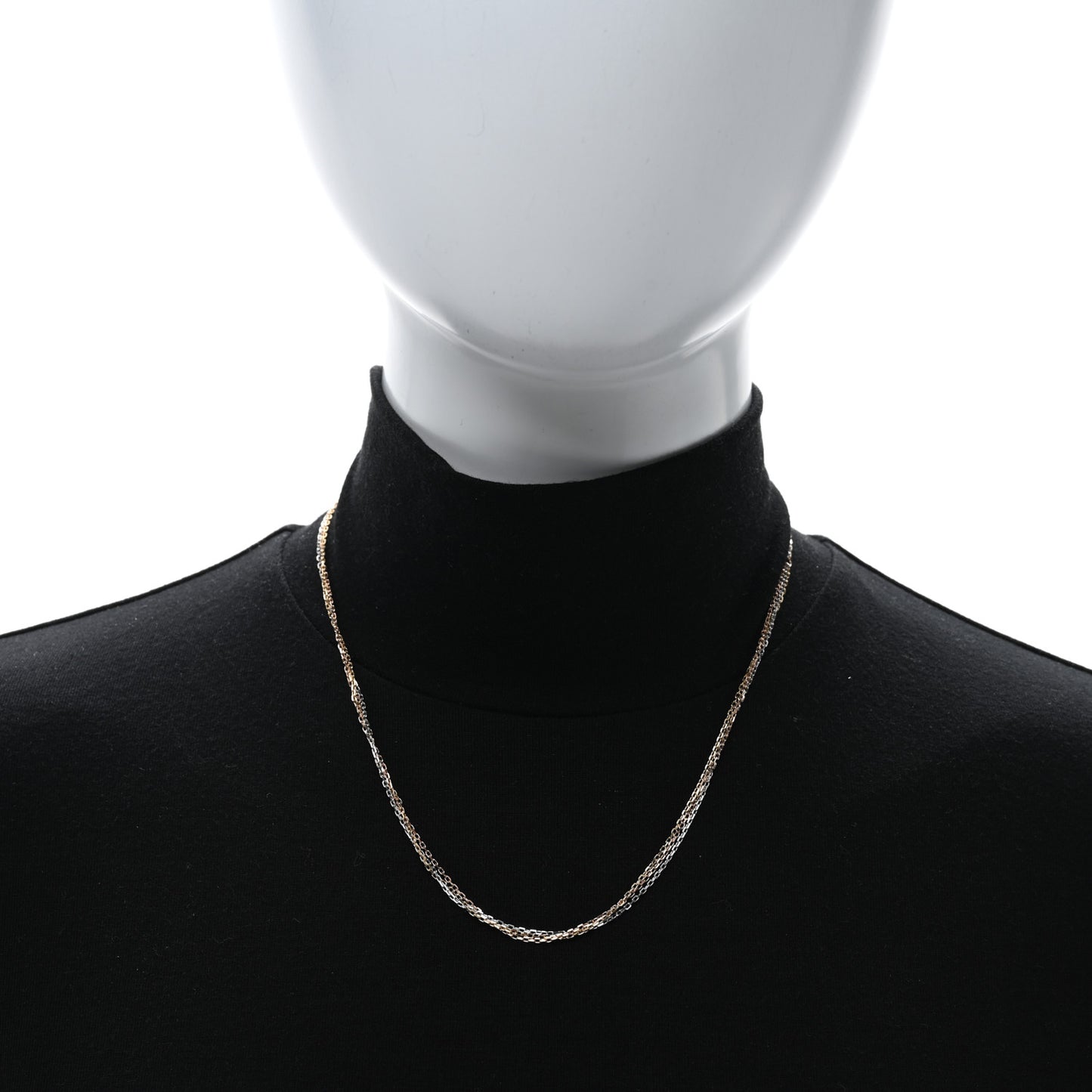 18K Pink Yellow White Gold Three Chain Necklace