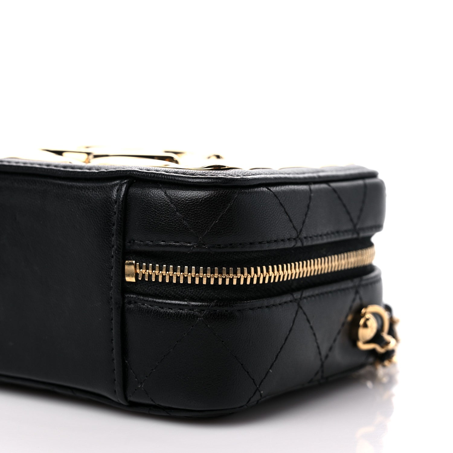 Chanel Lambskin Quilted Golden Plate Clutch With Chain Black 9 of 10