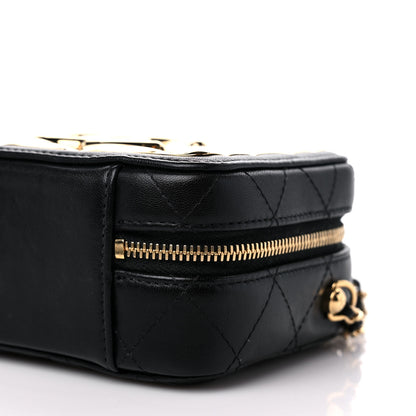 Chanel Lambskin Quilted Golden Plate Clutch With Chain Black 9 of 10