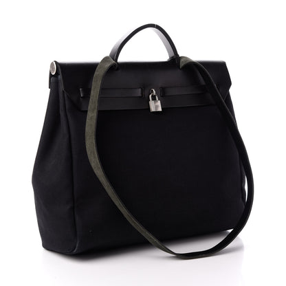 Hermes Toile Vache Calfskin Herbag 39 MM Black 4 of 10