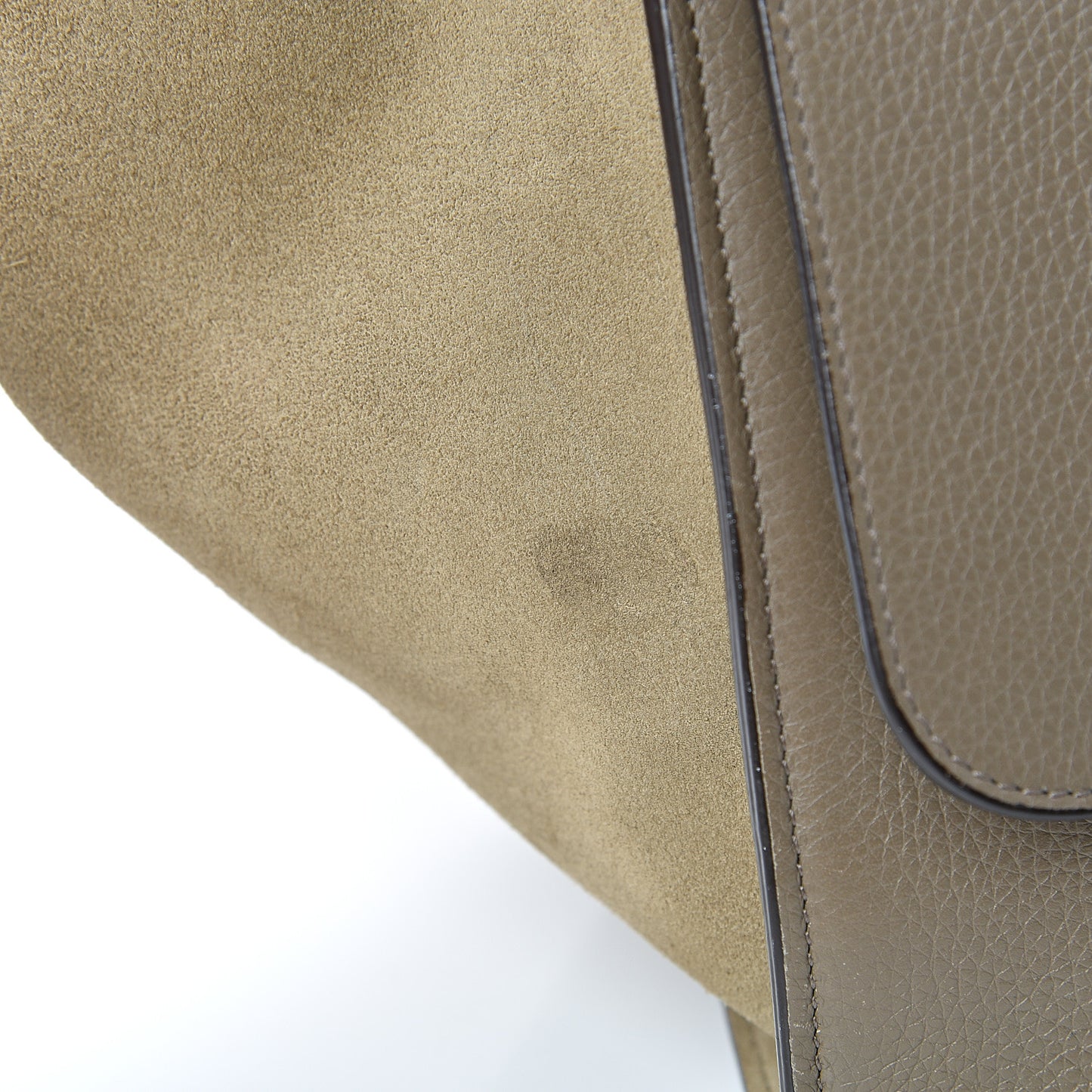 Drummed Calfskin Suede Small Trapeze Souris