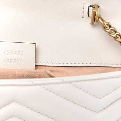 Gucci Calfskin Matelasse Super Mini GG Marmont Shoulder Bag White 7 of 9